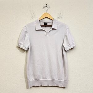 GOOD MAN BRAND Merino Wool Polo Shirt Gray Knit SS Preppy Minimalist